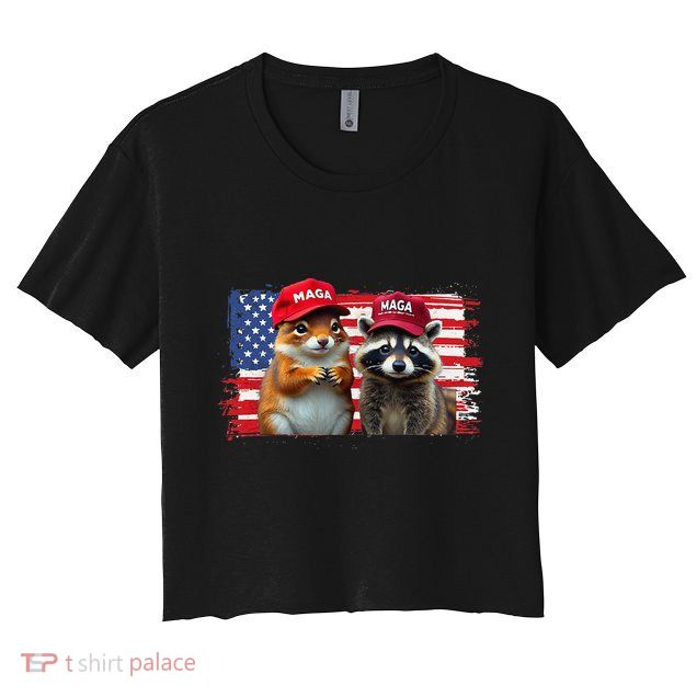 Social Media Star Peanut The Squirrel & Fred The Raccoon Crop Top
