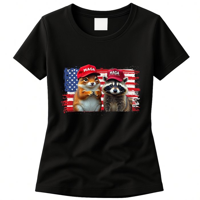 Social Media Star Peanut The Squirrel & Fred The Raccoon Womens T-Shirt