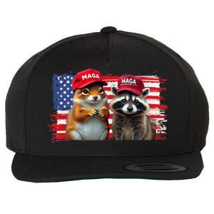 Social Media Star Peanut The Squirrel & Fred The Raccoon Wool Snapback Cap