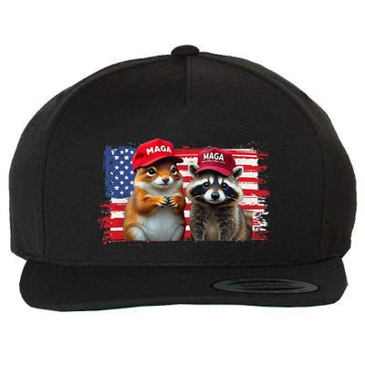 Social Media Star Peanut The Squirrel & Fred The Raccoon Wool Snapback Cap