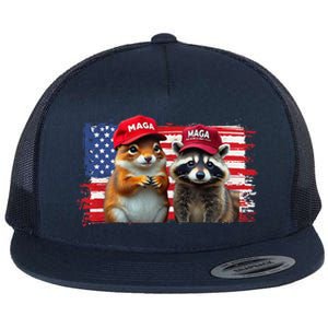 Social Media Star Peanut The Squirrel & Fred The Raccoon Flat Bill Trucker Hat