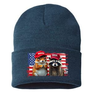 Social Media Star Peanut The Squirrel & Fred The Raccoon Sustainable Knit Beanie