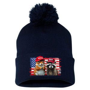 Social Media Star Peanut The Squirrel & Fred The Raccoon Pom Pom 12in Knit Beanie