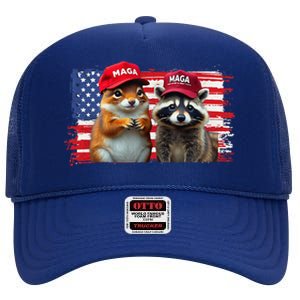 Social Media Star Peanut The Squirrel & Fred The Raccoon High Crown Mesh Back Trucker Hat