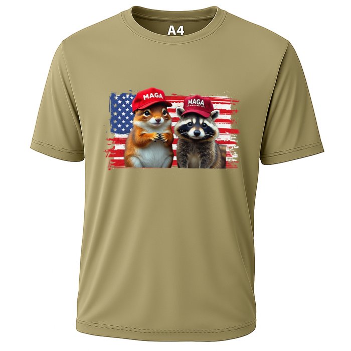 Social Media Star Peanut The Squirrel & Fred The Raccoon Cooling Performance Crew T-Shirt