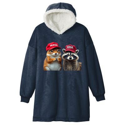 Social Media Star Peanut The Squirrel & Fred The Raccoon Hooded Wearable Blanket