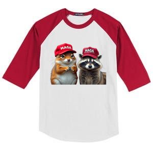 Social Media Star Peanut The Squirrel & Fred The Raccoon Kids Colorblock Raglan Jersey