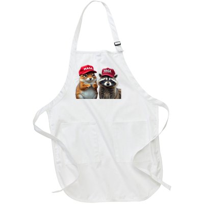 Social Media Star Peanut The Squirrel & Fred The Raccoon Full-Length Apron With Pockets