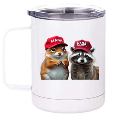 Social Media Star Peanut The Squirrel & Fred The Raccoon 12 oz Stainless Steel Tumbler Cup