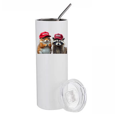 Social Media Star Peanut The Squirrel & Fred The Raccoon Stainless Steel Tumbler