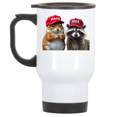 Social Media Star Peanut The Squirrel & Fred The Raccoon Stainless Steel Travel Mug