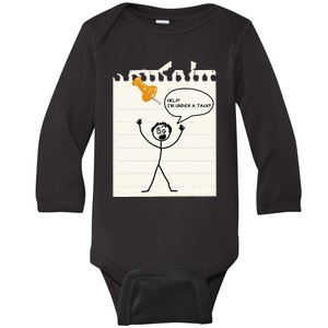 Stick Man Silly Stuff Black Short Sleeve Stick Figure Under A Tack Baby Long Sleeve Bodysuit