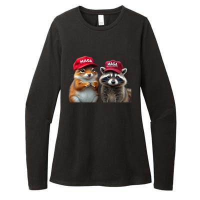 Social Media Star Peanut The Squirrel & Fred The Raccoon Maga Womens CVC Long Sleeve Shirt