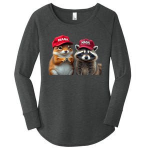 Social Media Star Peanut The Squirrel & Fred The Raccoon Maga Women's Perfect Tri Tunic Long Sleeve Shirt