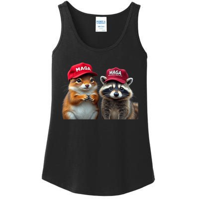 Social Media Star Peanut The Squirrel & Fred The Raccoon Maga Ladies Essential Tank