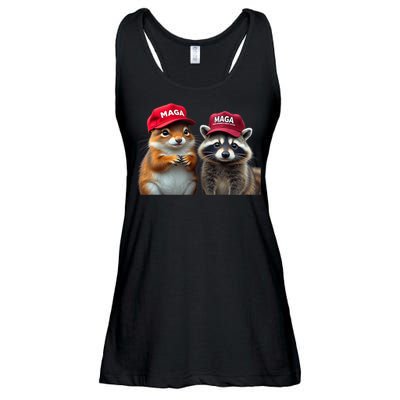 Social Media Star Peanut The Squirrel & Fred The Raccoon Maga Ladies Essential Flowy Tank