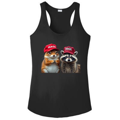 Social Media Star Peanut The Squirrel & Fred The Raccoon Maga Ladies PosiCharge Competitor Racerback Tank