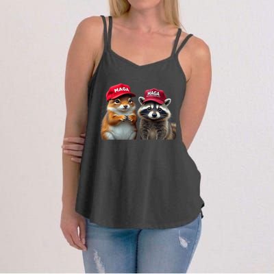 Social Media Star Peanut The Squirrel & Fred The Raccoon Maga Women's Strappy Tank