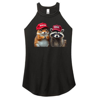 Social Media Star Peanut The Squirrel & Fred The Raccoon Maga Women's Perfect Tri Rocker Tank