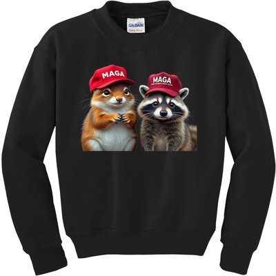 Social Media Star Peanut The Squirrel & Fred The Raccoon Maga Kids Sweatshirt