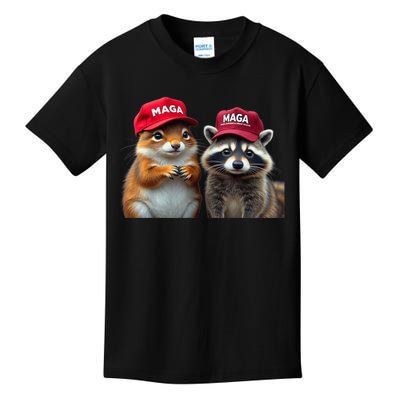 Social Media Star Peanut The Squirrel & Fred The Raccoon Maga Kids T-Shirt