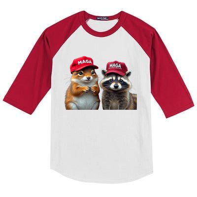 Social Media Star Peanut The Squirrel & Fred The Raccoon Maga Kids Colorblock Raglan Jersey