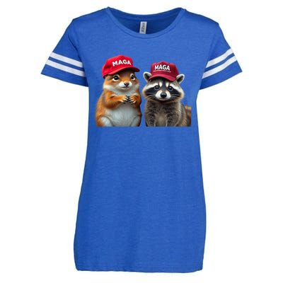 Social Media Star Peanut The Squirrel & Fred The Raccoon Maga Enza Ladies Jersey Football T-Shirt