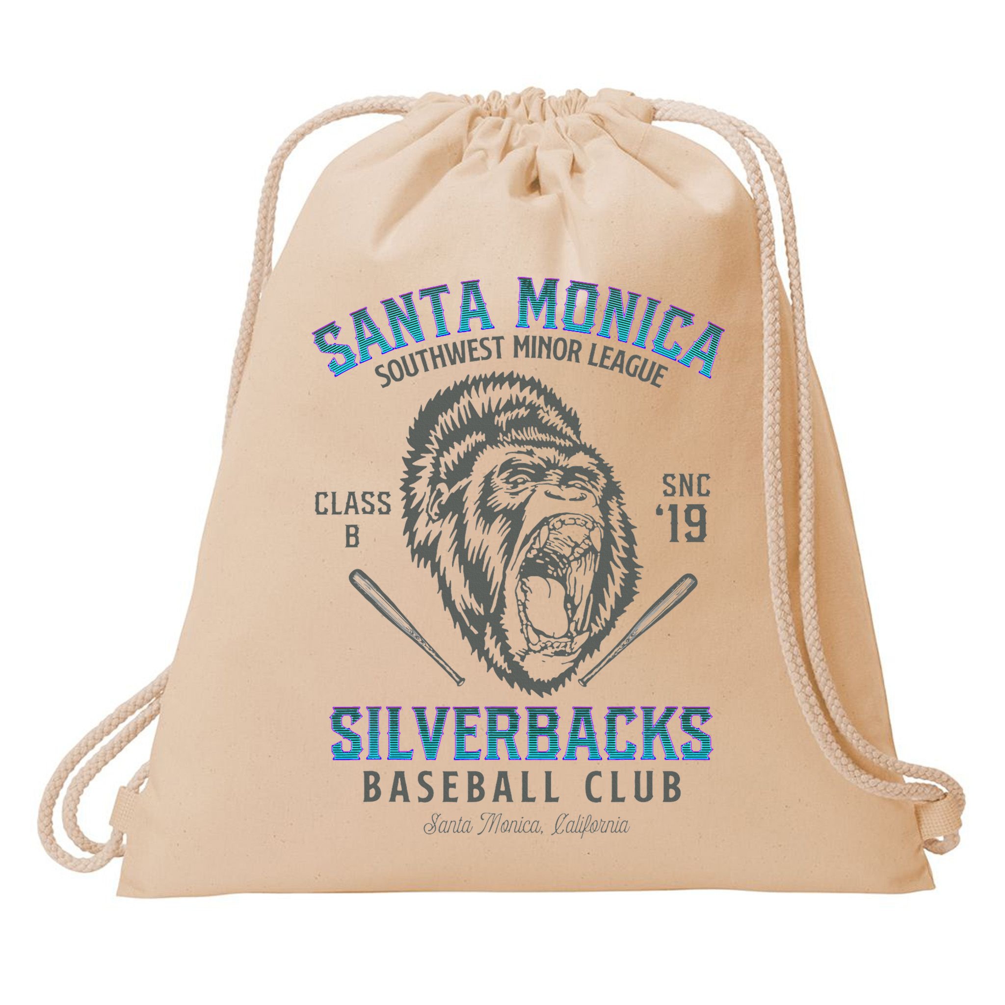 Santa Monica Silverbacks Minor League Retro Baseball Team Drawstring Bag