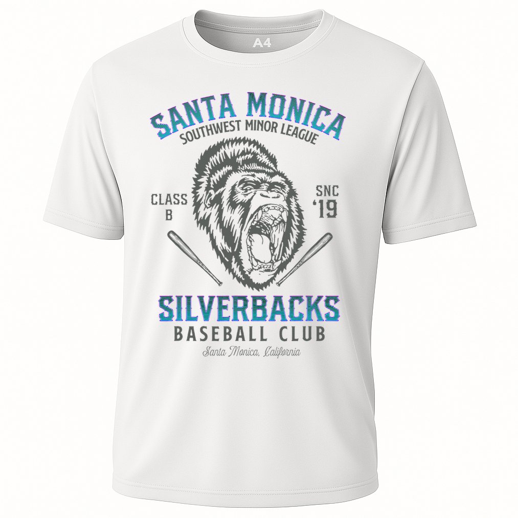 Santa Monica Silverbacks Minor League Retro Baseball Team Cooling Performance Crew T-Shirt