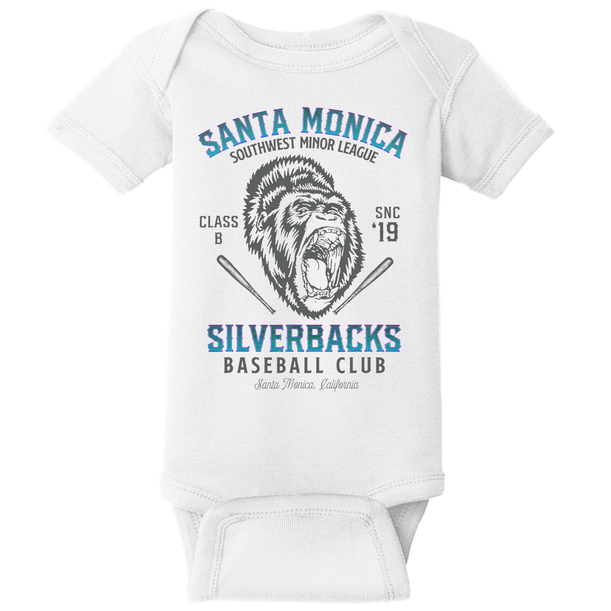 Santa Monica Silverbacks Minor League Retro Baseball Team Baby Bodysuit