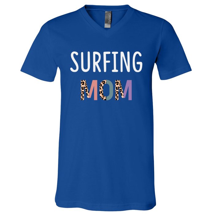 Surfing Mom Surfer Gift Funny Surfing Cool Gift V-Neck T-Shirt