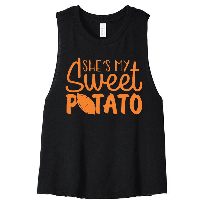 SheS My Sweet Potato I Yam Set Couples Women's Racerback Cropped Tank