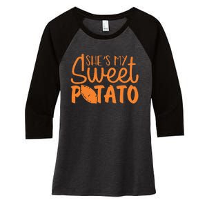 SheS My Sweet Potato I Yam Set Couples Women's Tri-Blend 3/4-Sleeve Raglan Shirt