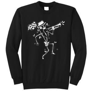 Ska Music Skeleton With Trumpet Jazz Music Style Tall Sweatshirt