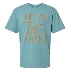 Shes My Sweet Potato I Yam Set Thanksgiving Couple Sueded Cloud Jersey T-Shirt