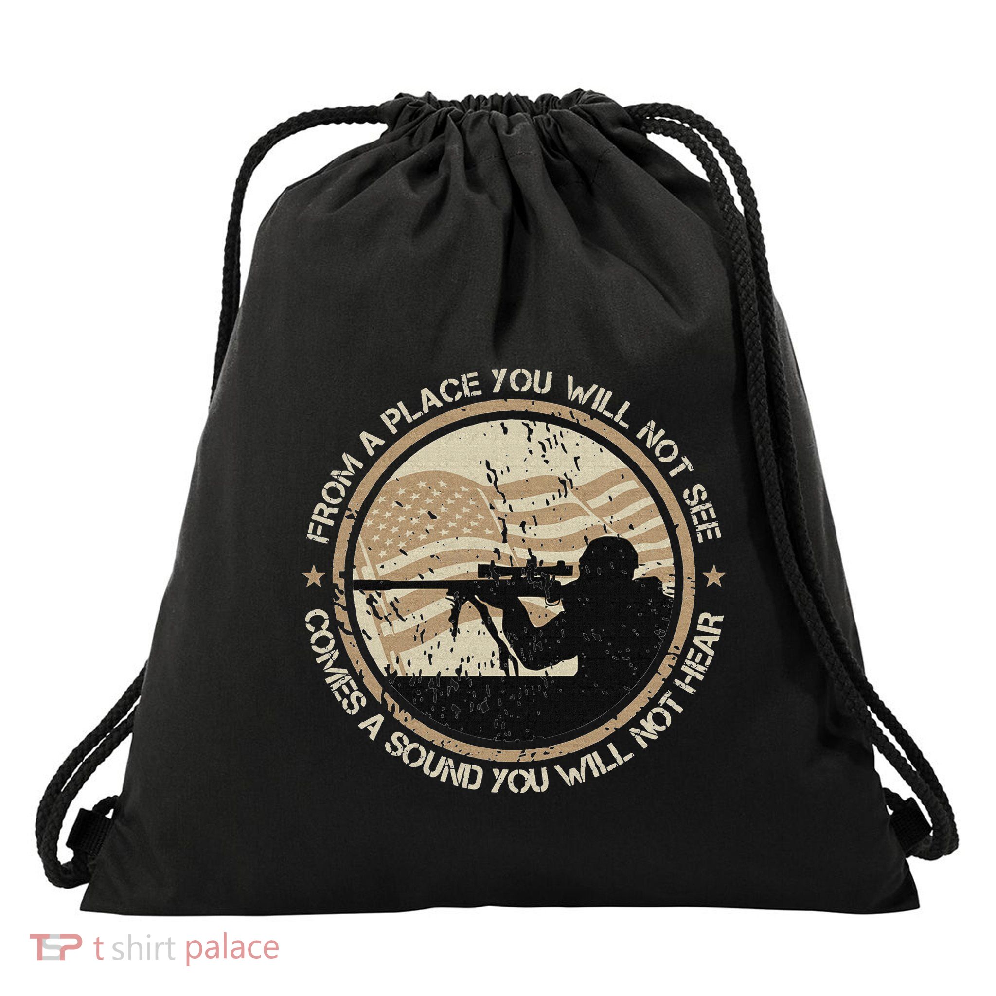 Sniper Military Sharpshooter Usa You Will Not See Hear Drawstring Bag
