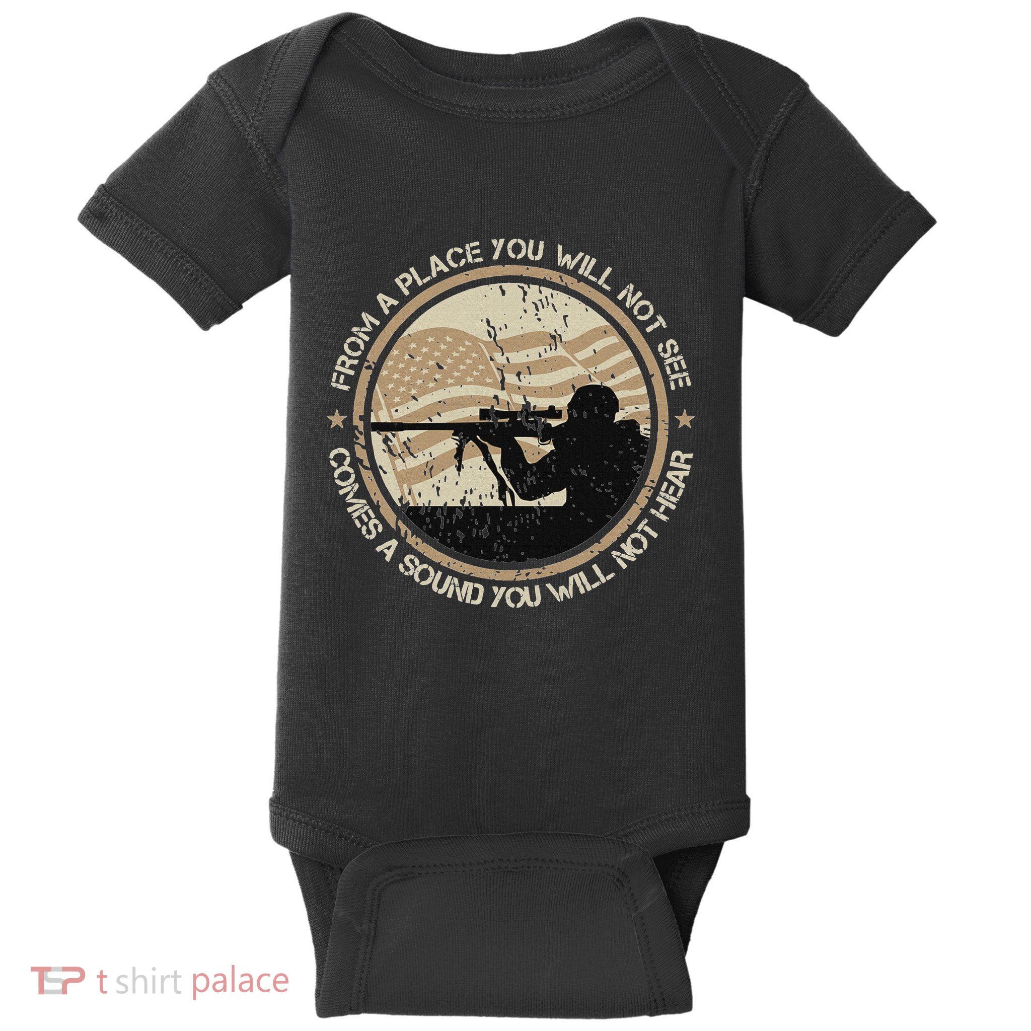 Sniper Military Sharpshooter Usa You Will Not See Hear Baby Bodysuit