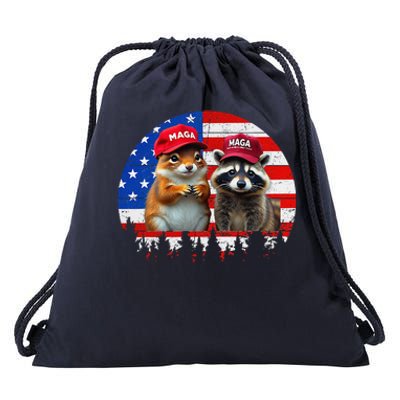 Social Media Star Peanut The Squirrel & Fred The Raccoon Drawstring Bag