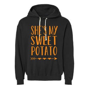 SheS My Sweet Potato Thanksgiving Halloween Matching Couple Garment-Dyed Fleece Hoodie