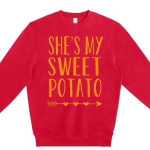 SheS My Sweet Potato Thanksgiving Halloween Matching Couple Premium Crewneck Sweatshirt