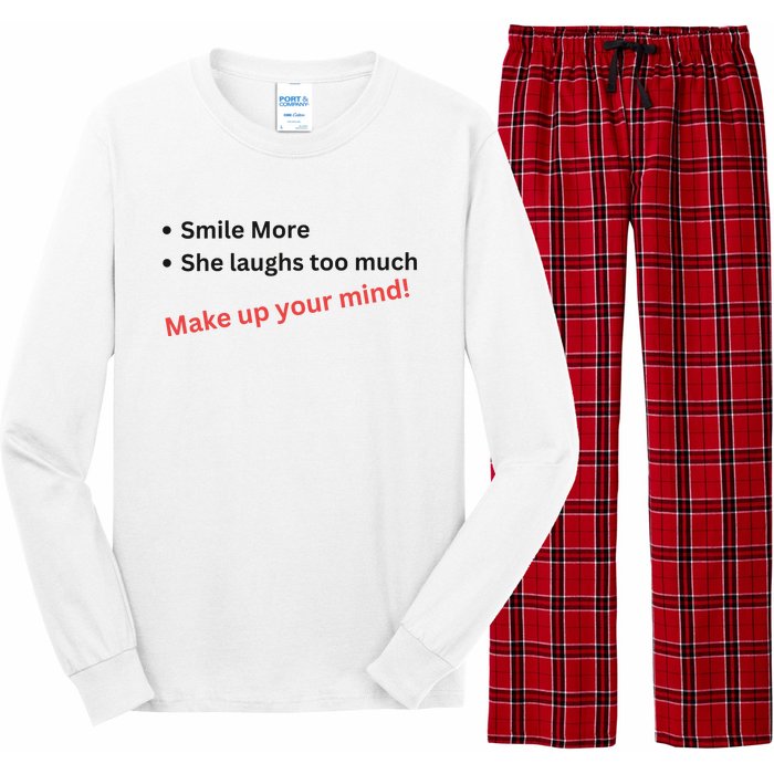 Smile More She Laughs Too Much Make Up Your Mind Kamala Harris 2024 Long Sleeve Pajama Set