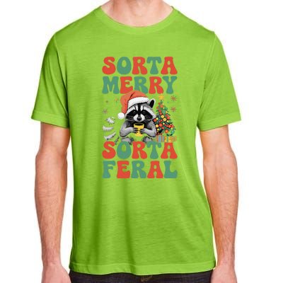 Sorta Merry Sorta Feral Cute Raccoon Christmas Holiday Adult ChromaSoft Performance T-Shirt