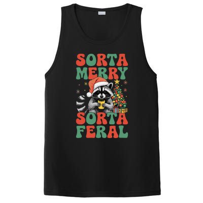 Sorta Merry Sorta Feral Cute Raccoon Christmas Holiday PosiCharge Competitor Tank