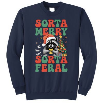 Sorta Merry Sorta Feral Cute Raccoon Christmas Holiday Sweatshirt