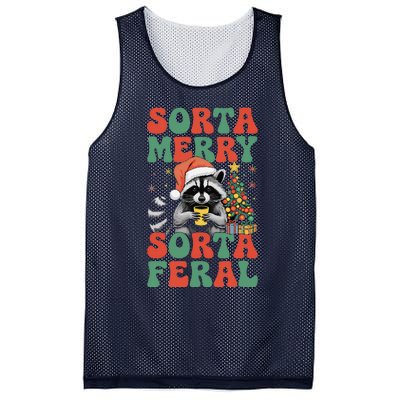 Sorta Merry Sorta Feral Cute Raccoon Christmas Holiday Mesh Reversible Basketball Jersey Tank