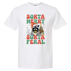 Sorta Merry Sorta Feral Cute Raccoon Christmas Holiday Garment-Dyed Heavyweight T-Shirt