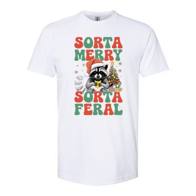 Sorta Merry Sorta Feral Cute Raccoon Christmas Holiday Softstyle CVC T-Shirt