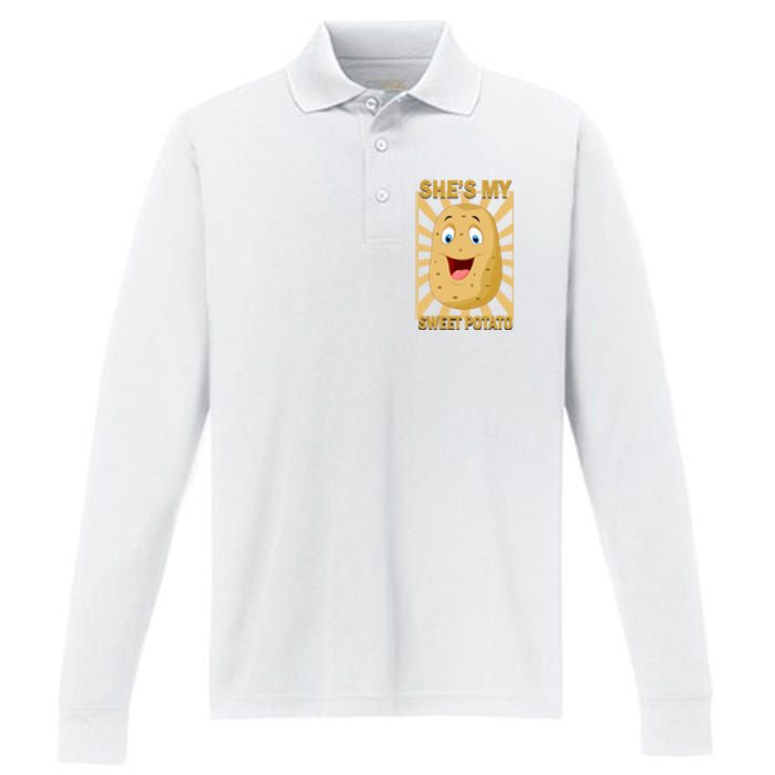 Shes My Sweet Potato Thanksgiving Funny Matching Couples Gift Performance Long Sleeve Polo