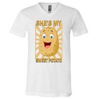 Shes My Sweet Potato Thanksgiving Funny Matching Couples Gift V-Neck T-Shirt