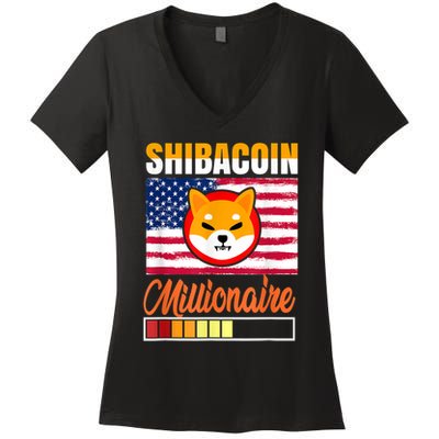 Shibacoin Miner Shiba Inu Coin Dog Lover Cryptocurrency Women's V-Neck T-Shirt